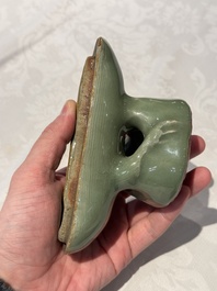 A Chinese Longquan celadon duck-form censer, Ming