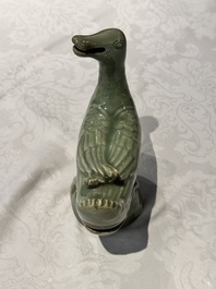A Chinese Longquan celadon duck-form censer, Ming