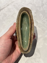 A Chinese Longquan celadon duck-form censer, Ming