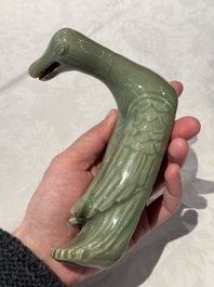 A Chinese Longquan celadon duck-form censer, Ming