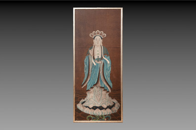 Follower of Yun Shouping 恽寿平 (1633-1690): 'Eagle', dated 1819, and a Chinese school painting of 'Bodhisattva', 20th C.