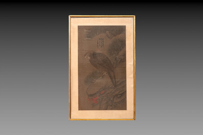 Follower of Yun Shouping 恽寿平 (1633-1690): 'Eagle', dated 1819, and a Chinese school painting of 'Bodhisattva', 20th C.