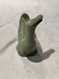 A Chinese Longquan celadon duck-form censer, Ming