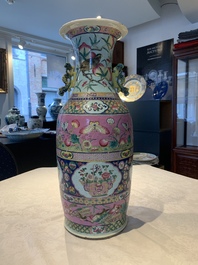 A pair of Chinese famille rose vases for the Straits or Peranakan market, 19th C.
