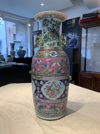 A pair of Chinese famille rose vases for the Straits or Peranakan market, 19th C.