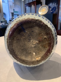 An impressive Chinese blue and white 'Eight Immortals' double gourd vase, Jiajing/Wanli