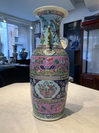 A pair of Chinese famille rose vases for the Straits or Peranakan market, 19th C.