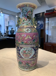 A pair of Chinese famille rose vases for the Straits or Peranakan market, 19th C.