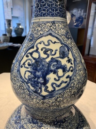 An impressive Chinese blue and white 'Eight Immortals' double gourd vase, Jiajing/Wanli