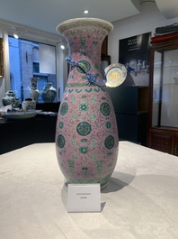A Chinese famille rose 'shou and chilong' vase, 19th C.