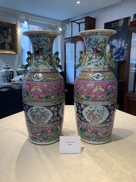A pair of Chinese famille rose vases for the Straits or Peranakan market, 19th C.