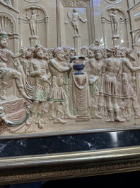 School of Bernard Palissy, a 'biblical subject' plaque , 17/18th C.