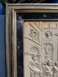 School of Bernard Palissy, a 'biblical subject' plaque , 17/18th C.