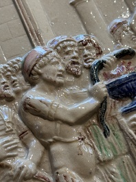 School of Bernard Palissy, a 'biblical subject' plaque , 17/18th C.
