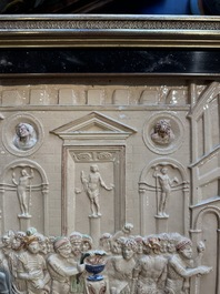 School of Bernard Palissy, a 'biblical subject' plaque , 17/18th C.