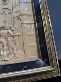 School of Bernard Palissy, a 'biblical subject' plaque , 17/18th C.