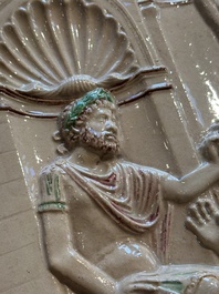 School of Bernard Palissy, a 'biblical subject' plaque , 17/18th C.