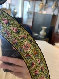 A large oval Chinese Canton enamel mirror, Qianlong