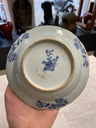 Five Chinese blue and white 'Xi Xiang Ji' plates, Qianlong