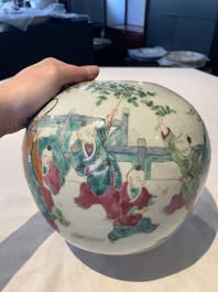 A collection of eight Chinese famille rose wares, 19th C.