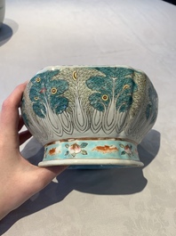 A collection of eight Chinese famille rose wares, 19th C.