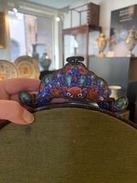 A large oval Chinese Canton enamel mirror, Qianlong