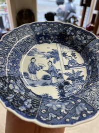 Five Chinese blue and white 'Xi Xiang Ji' plates, Qianlong