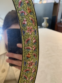 A large oval Chinese Canton enamel mirror, Qianlong