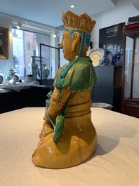 A large Chinese sancai-glazed Buddha, possibly from the Chengde Palace, Qianlong