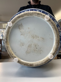 A large Chinese blue and white 'lotus and peony scroll' 'hu' vase, 19th C.