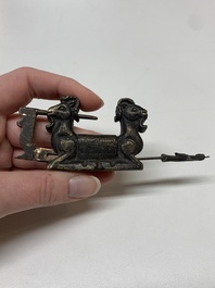 Seven various Chinese metal and cloisonn&eacute; locks, Qing