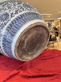 A massive Chinese blue and white 'Bajixiang' fish bowl, Qianlong