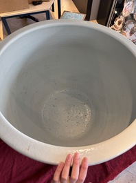 A massive Chinese blue and white 'Bajixiang' fish bowl, Qianlong
