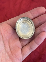 A Chinese jade-inset and hardstone-inlaid silver moonflask and cover in Mongolian style, 19th C.