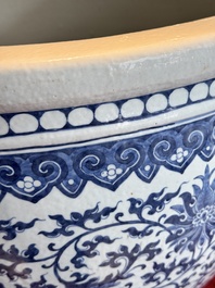 A massive Chinese blue and white 'Bajixiang' fish bowl, Qianlong