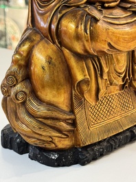 A Vietnamese gilt-red-lacquered wooden sculpture of Bodhisattva, 19/20th C.