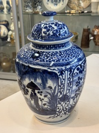 Three Japanese Arita blue and white vases and covers, Edo, 17th C.