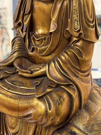 A Vietnamese gilt-red-lacquered wooden sculpture of Bodhisattva, 19/20th C.