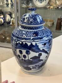 Three Japanese Arita blue and white vases and covers, Edo, 17th C.