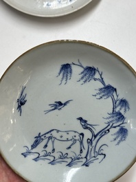 Four Chinese blue and white wares for the Vietnamese market, chơi ngọc 玩玉 and Jiaqing mark, 19th C.