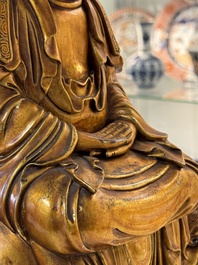 A Vietnamese gilt-red-lacquered wooden sculpture of Bodhisattva, 19/20th C.