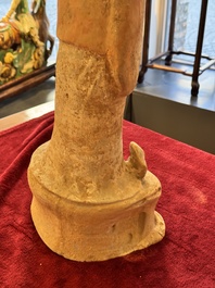 A large Chinese painted pottery figure of a civil official, Tang