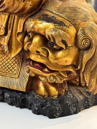 A Vietnamese gilt-red-lacquered wooden sculpture of Bodhisattva, 19/20th C.