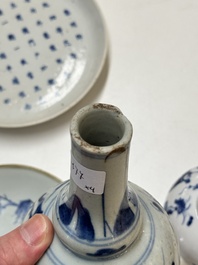 Four Chinese blue and white wares for the Vietnamese market, chơi ngọc 玩玉 and Jiaqing mark, 19th C.