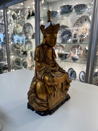A Vietnamese gilt-red-lacquered wooden sculpture of Bodhisattva, 19/20th C.