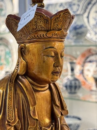 A Vietnamese gilt-red-lacquered wooden sculpture of Bodhisattva, 19/20th C.