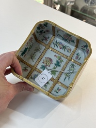 A Chinese famille rose square bowl with floral design, Daoguang mark and of the period