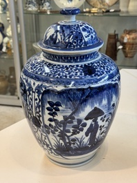 Three Japanese Arita blue and white vases and covers, Edo, 17th C.