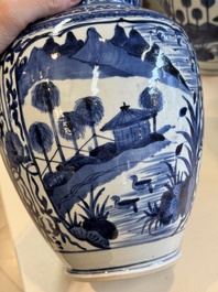 Three Japanese Arita blue and white vases and covers, Edo, 17th C.