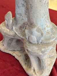 A large Chinese painted pottery figure of a civil official, Tang
